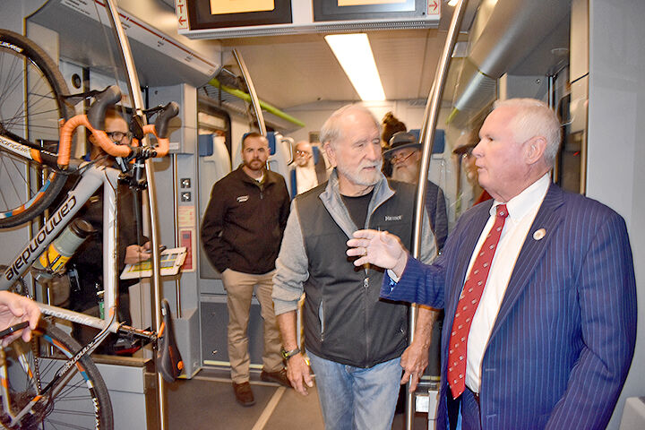 Paul Barich on the first train from the University of Redlands